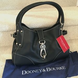 NWT Dooney & Bourke Black Medium Logo Lock Satchel